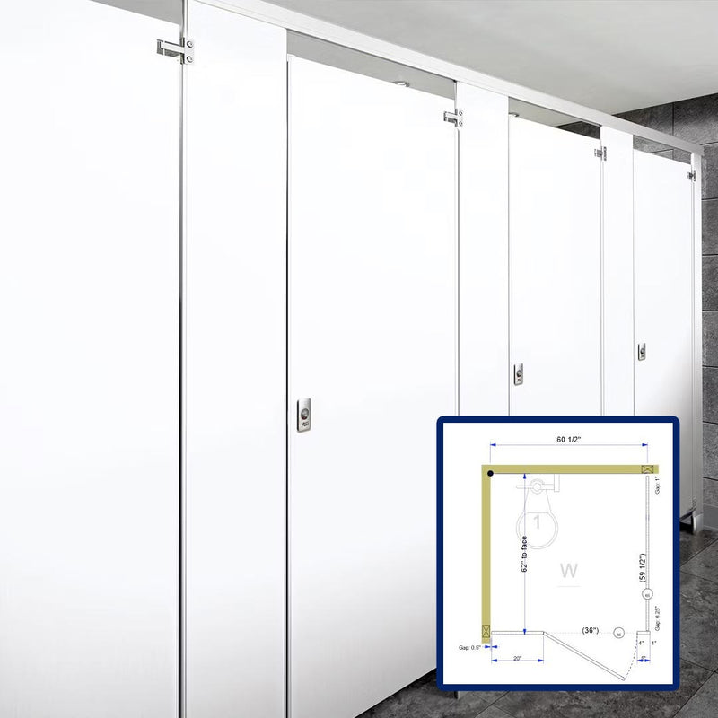 Accurate Bathroom Partition, 1 ADA In Corner Compartment, Metal, 60"W x 62"D, Fast Ship - ICADA-G