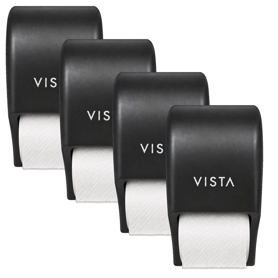 VISTA TP3003 Commercial Toilet Paper Holder 4-Pack - four wall-mounted two-roll standard dispensers