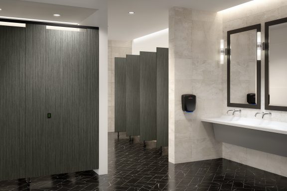 Hadrian Toilet Partition (Phenolic) 3 In-Corner (108" W x 60" D) - IC3-HADRIAN-PHEN