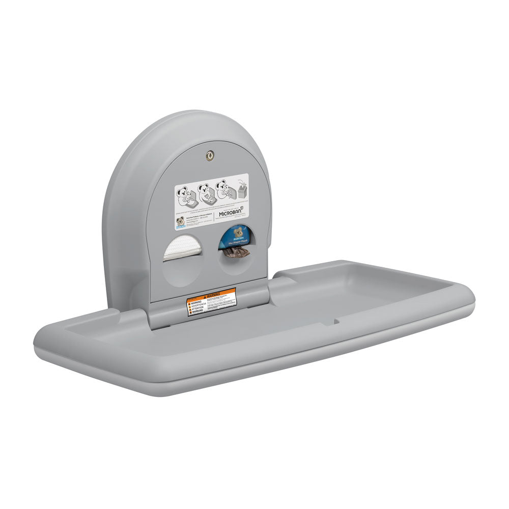 Koala Kare KB300-01SS Horizontal Baby Changing Station, Surface-Mounted, Grey with Stainless Steel Veneer (Formerly KB200-SS)