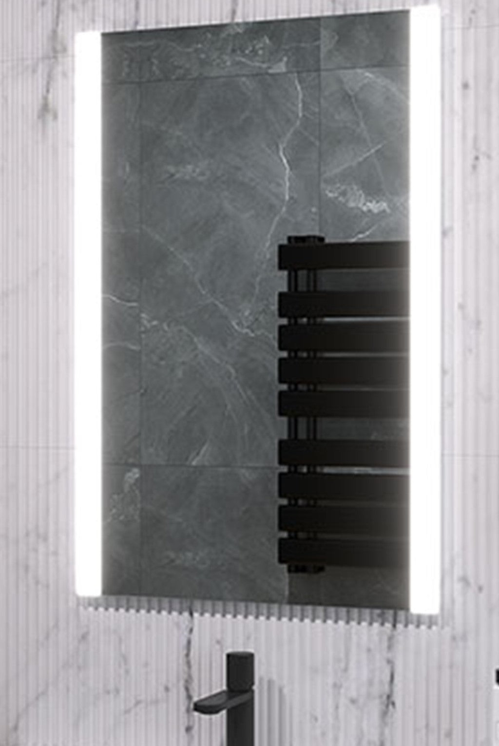 Meek Mirrors Sidelit 2 Strip Vertical Frost at Edges LED Mirror 18" X 36" - ML-5200-SD 1836