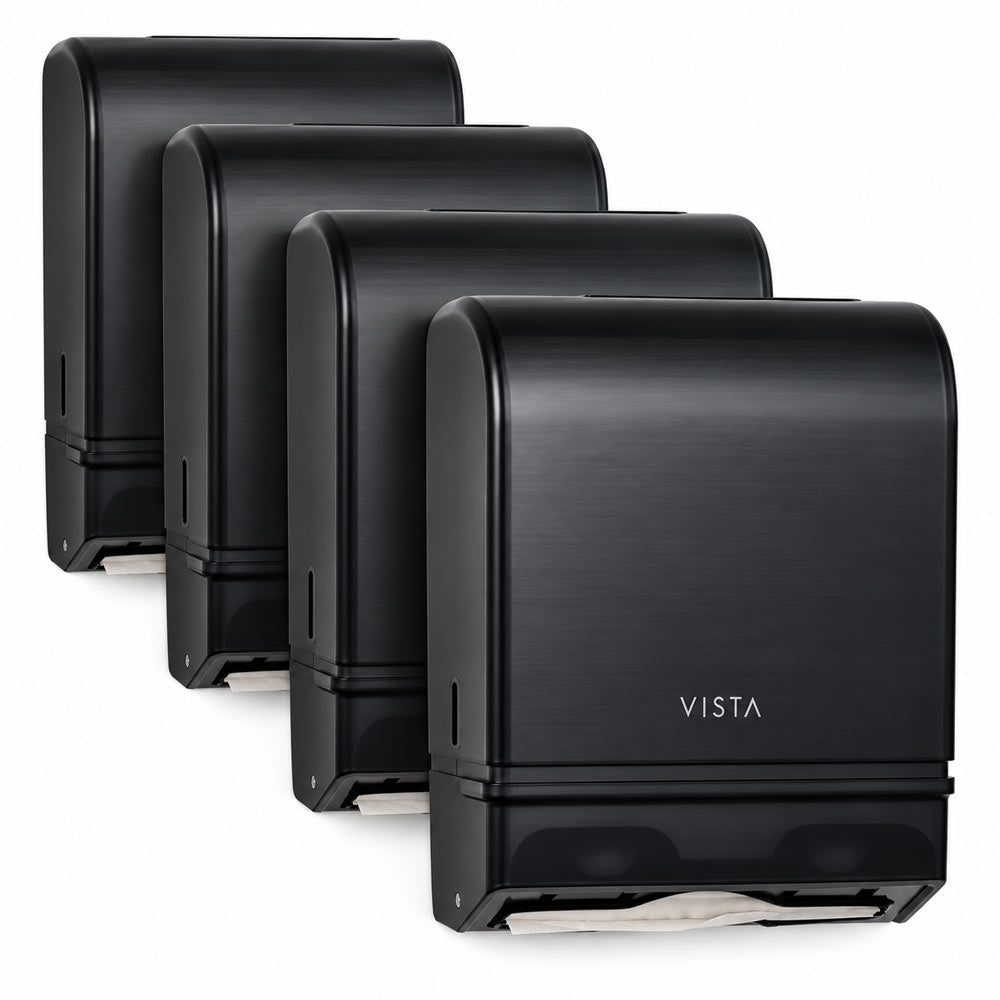 VISTA PT2001 Commercial Paper Towel Dispenser 4-Pack - four multifold and C-fold wall-mounted dispensers