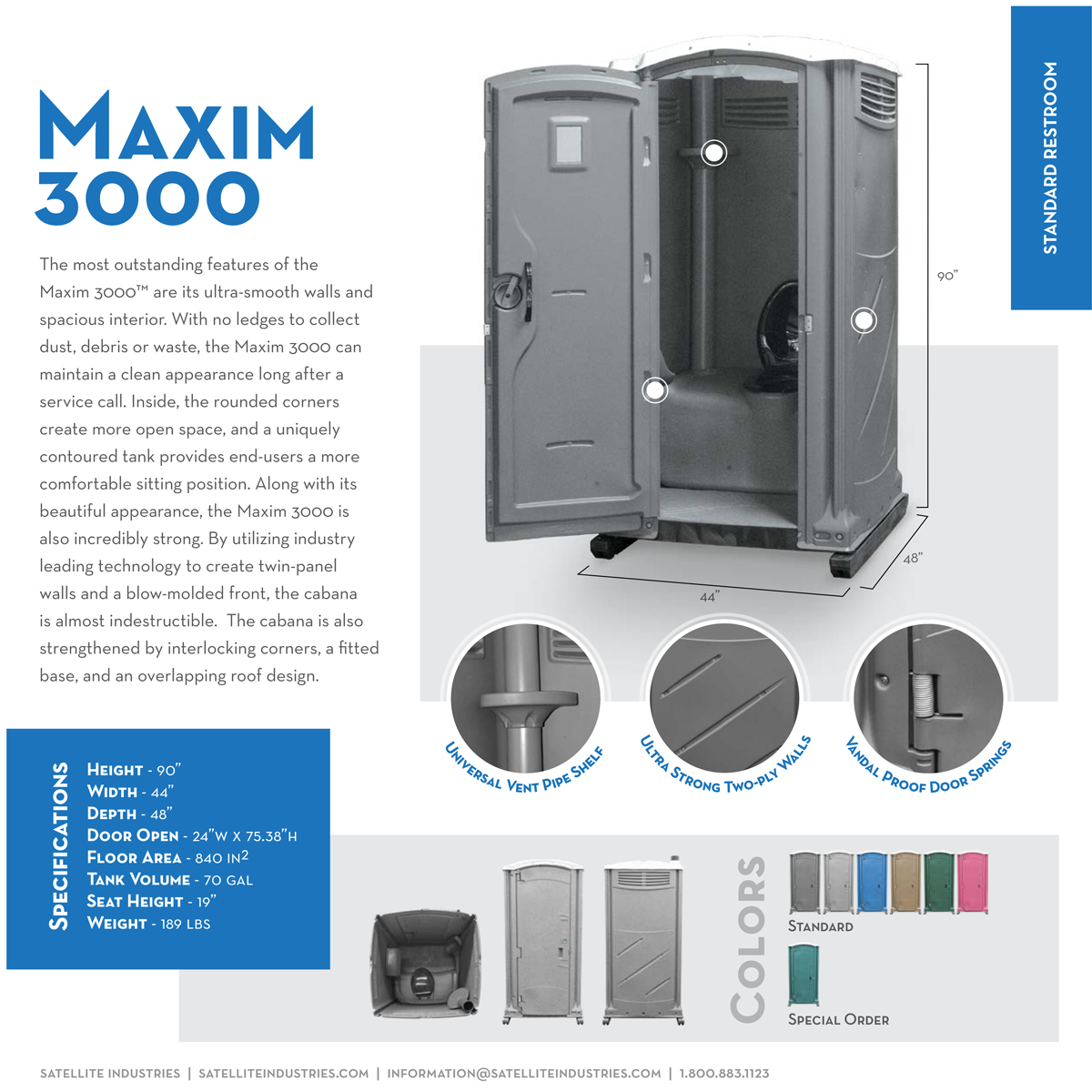 Satellite Fleet Portable Restroom, Maxim | Portable Toilets
