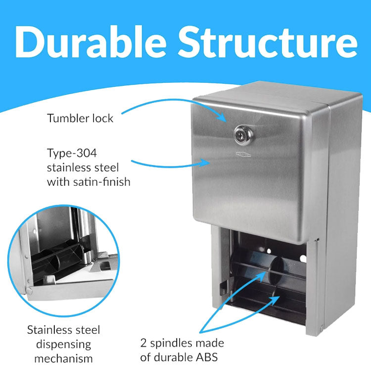 Bobrick B-2888 Commercial Toilet Paper Dispenser, Surface-Mounted, Stainless Steel w/ Satin Finish