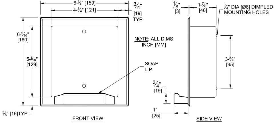 ASI 7404-S Commercial Bar Soap Dish, Recessed-Mounted, Stainless Steel w/ Satin Finish