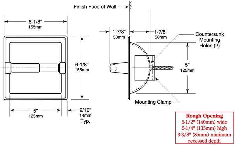 Bobrick B-6677 Commercial Toilet Paper Dispenser, Recessed-Mounted, Stainless Steel w/ Satin Finish