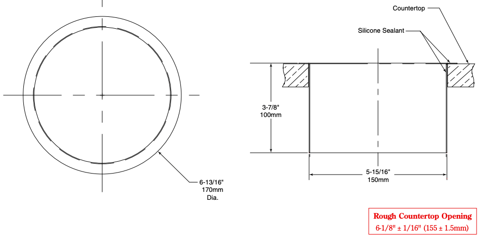 Bobrick B-532 Countertop-Mounted Circular Waste Chute, Flat Flange, Satin Finish