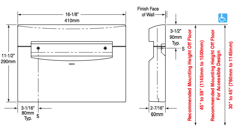 Bobrick B-5221 Commercial Toilet Seat Cover Dispenser, Surface-Mounted