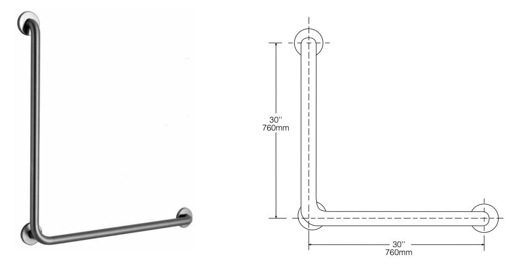 Bobrick B-5898 (30 x 30 x 1.25) Commercial Grab Bar, 1-1/2" Diameter x 30" Length, Stainless Steel