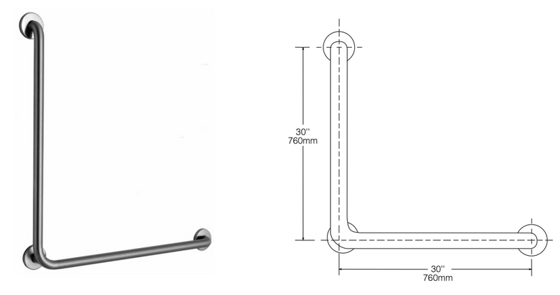Bobrick B-5898 (30 x 30 x 1.25) Commercial Grab Bar, 1-1/2" Diameter x 30" Length, Stainless Steel