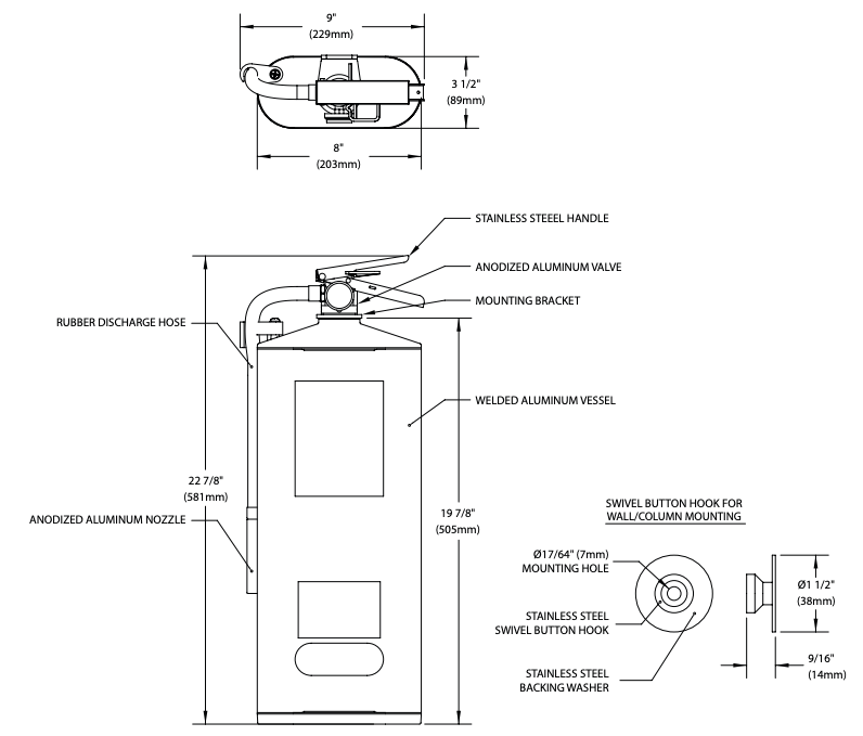 Oval 10HABC Fire Extinguisher, Surface Mounted