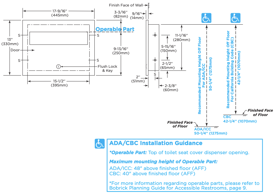 Bobrick 3013.MBLK Matte Black Recessed Seat-Cover Dispenser