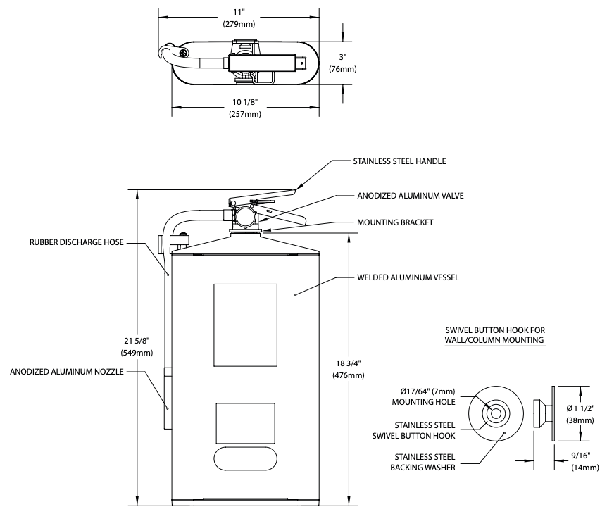 Oval 10JABC Fire Extinguisher, Oval Compatible Cabinet