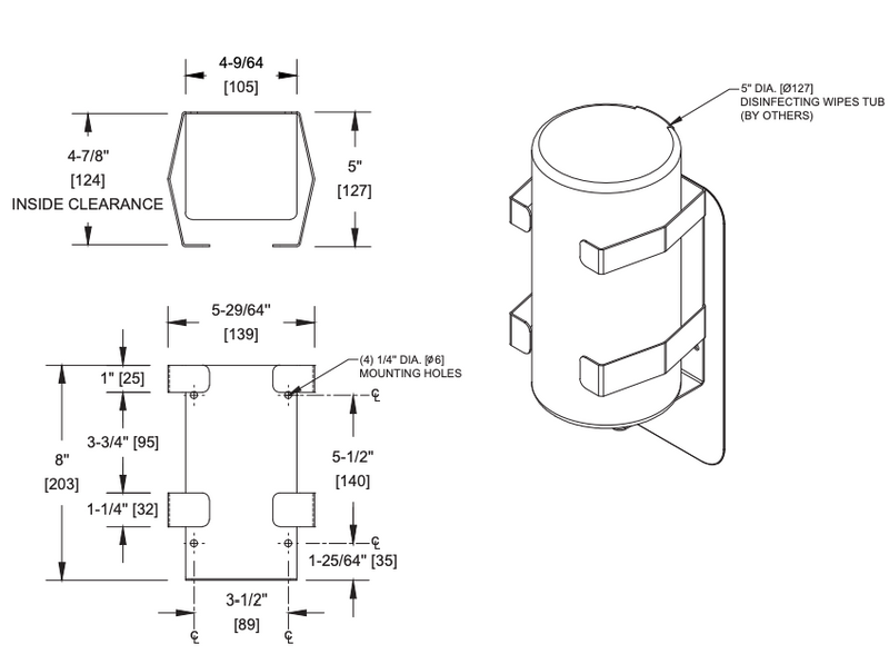 ASI 0502 Wipes Dispenser Holder - Satin Stainless Steel - Attachment for FS-0300