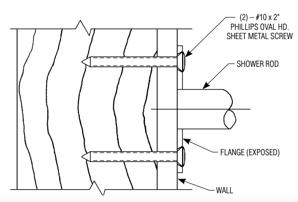 Bradley 9531-042000 Commercial Shower Curtain Rod, 42" Length, Stainless Steel