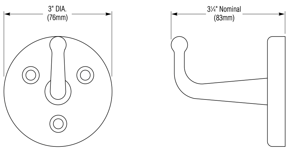 ASI 0745-Z, Commercial Double Robe Hook, Zamak w/ Chrome Finish