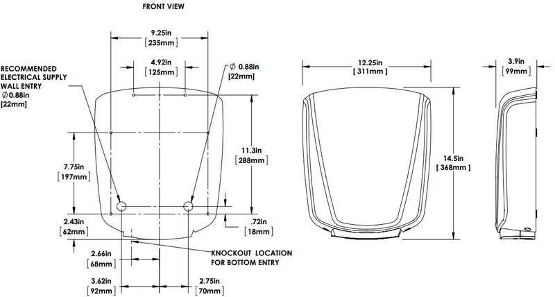 World Dryer VERDEdri Q-973A Suface-Mounted ADA Hand Dryer, Brushed Stainless Steel, Updated Part Number: Q-973A2