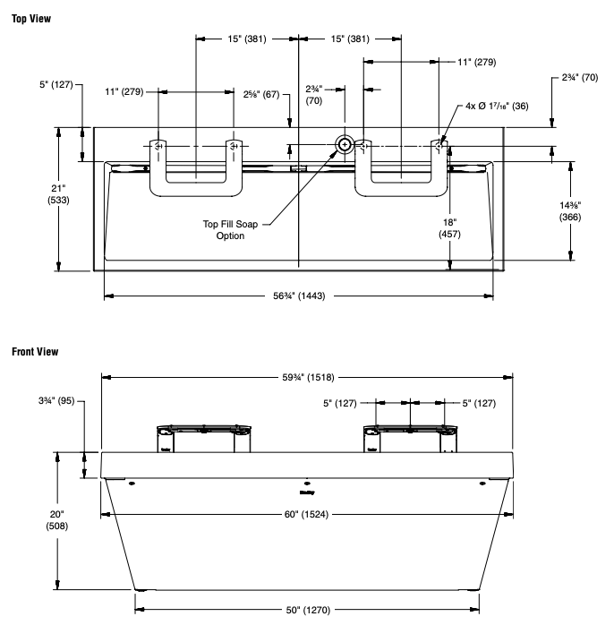Bradley Verge with WashBar WB2 2-Station - LVQD2-WB2