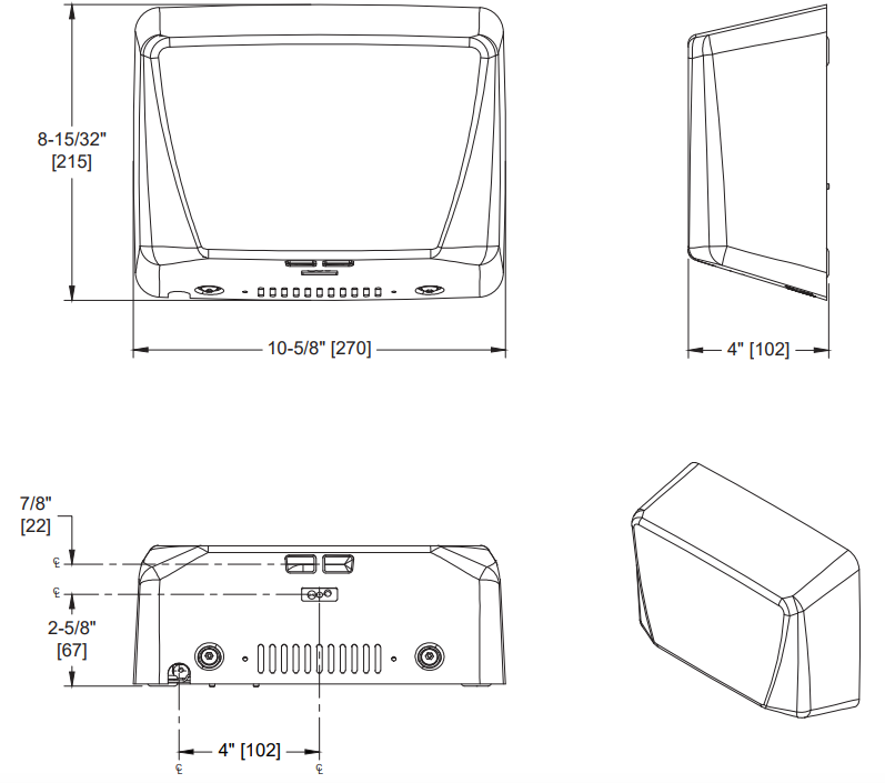 ASI 0199-1-93 TURBO ADA - Automatic High-Speed Hand Dryr (115-120V) Satin Stainless, Surface Mounted