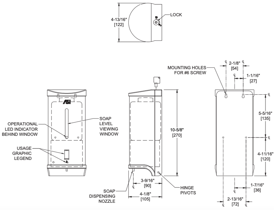 ASI 0362-41 Commercial Soap Dispenser, Surface-Mounted, Touch-Free