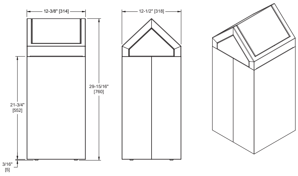 ASI 0834-T Waste Receptacle - w/ Dual Swing Top - 14 gal. - Free Standing