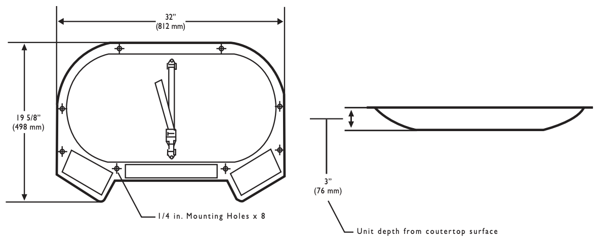 Koala Kare KB112-01RE Countertop Baby Changing Station, Recess Mount