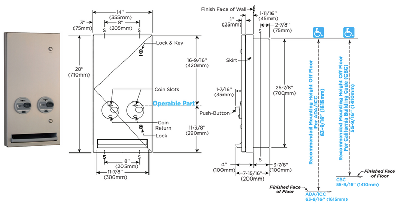 Bobrick 370634.MBLK 25 370634 25 Matte Black Finish