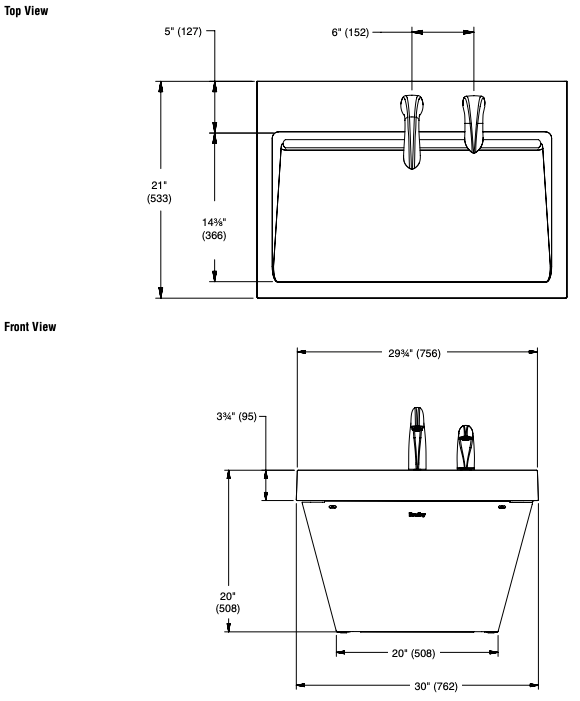 Bradley Verge Commercial Hand Wash Sink - LVA-Series, One-Station, LVAD1