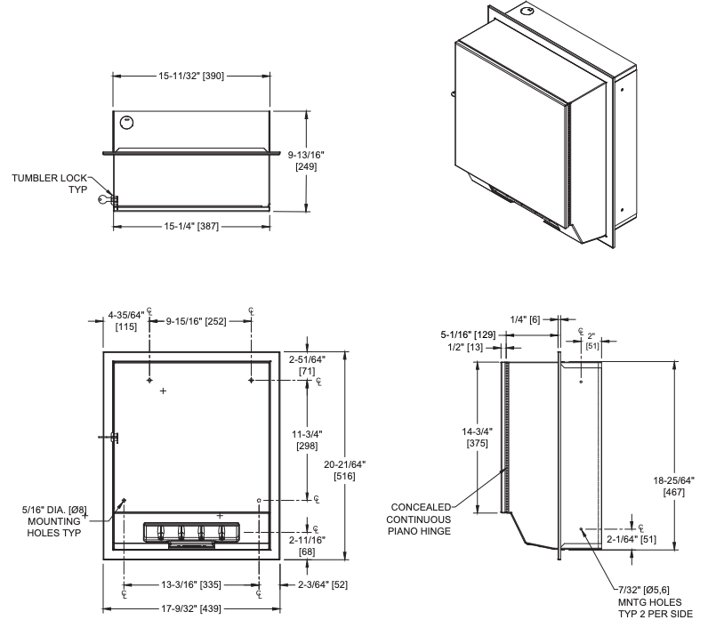 ASI 68523A-4 Simplicity - Auto Paper Towel Dispenser - Roll - Battery - Semi-Recessed