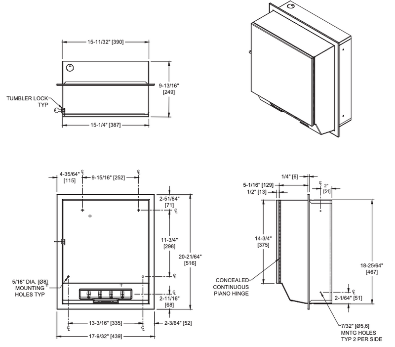 ASI 68523A-4 Simplicity - Auto Paper Towel Dispenser - Roll - Battery - Semi-Recessed