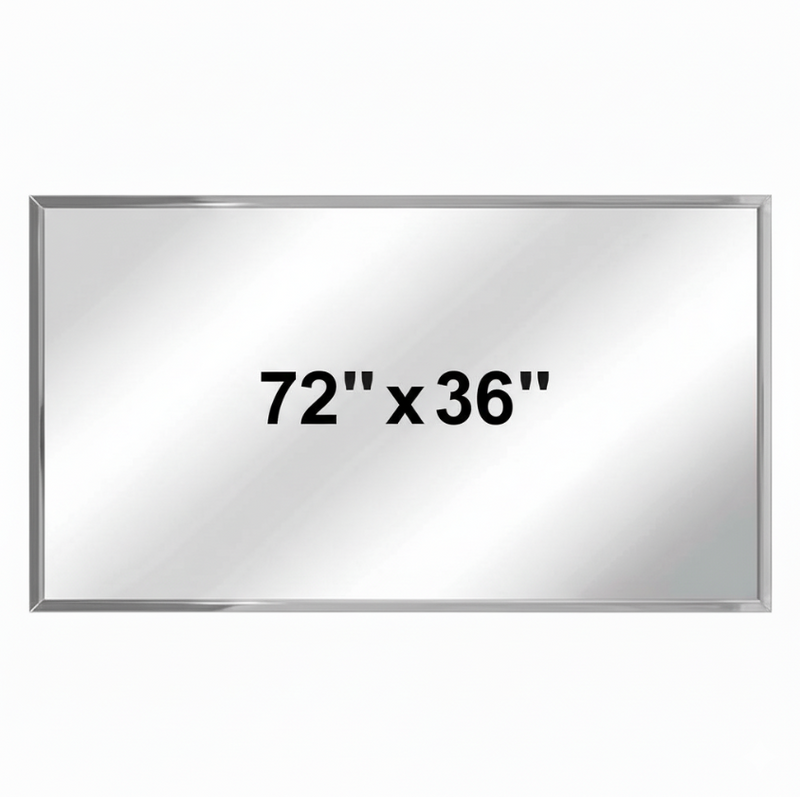 Bradley 780-072360 (72 x 36) Commercial Restroom Mirror, Angle Frame, 72" W x 36" H, Stainless Steel w/ Satin Finish