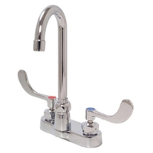 Zurn Z812A4-XL-FC0.5 AquaSpec Gooseneck Faucet," 4" Centerset, 3 ½" Spout, 0.5 gpm Laminar Flow Control in Spout Base," 4" Wrist Blade Handles