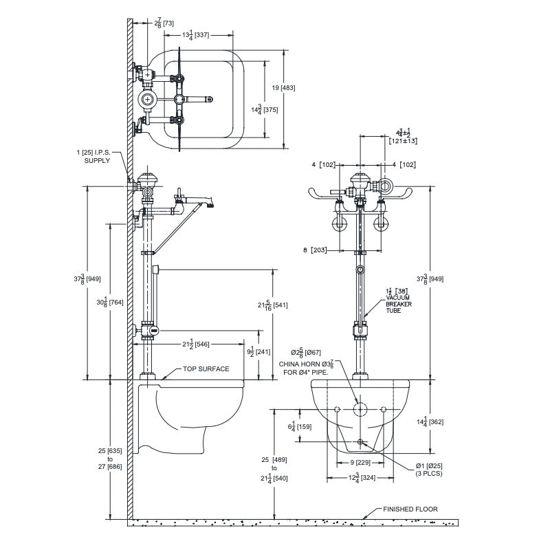 Zurn Z.CS2.M Zurn One Manual Wall Mounted Service Sink System with 6.5 GPF Flush Valve with Bedpan Washer
