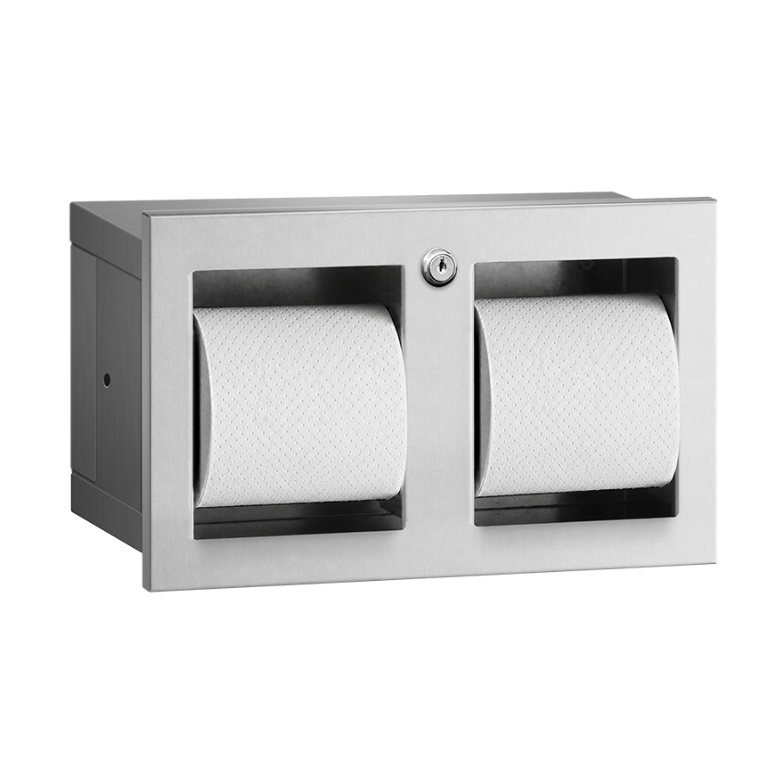 ASI 64022 Simplicity Double Toilet Tissue Dispenser, Recessed