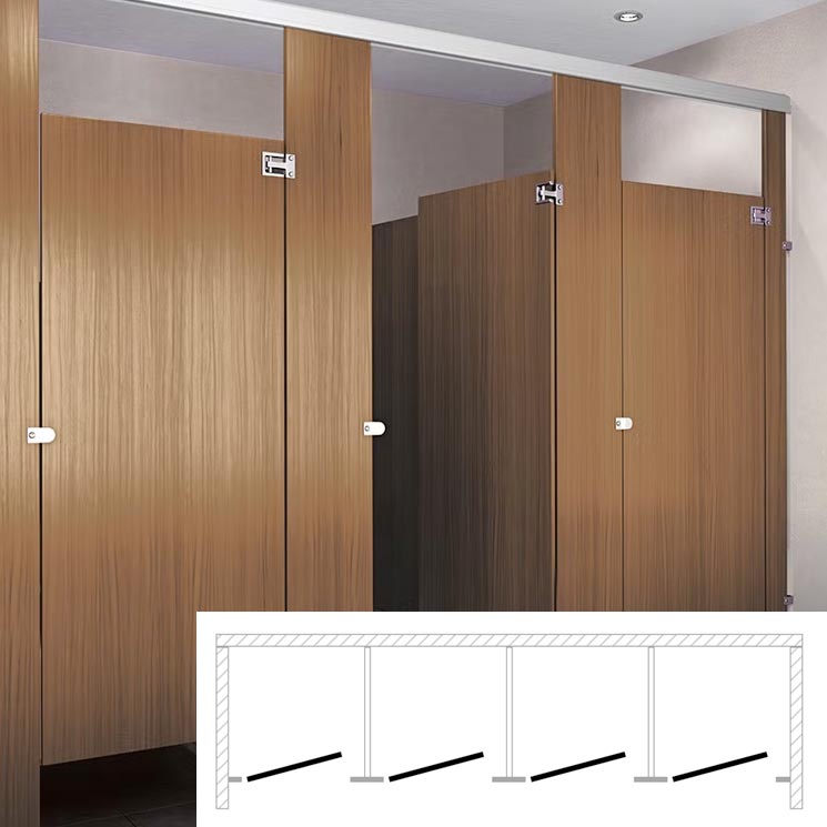 ASI Global Toilet Partition (Plastic Laminate) 4 Between Wall (144"W x 61-1/4"D) - BW43660