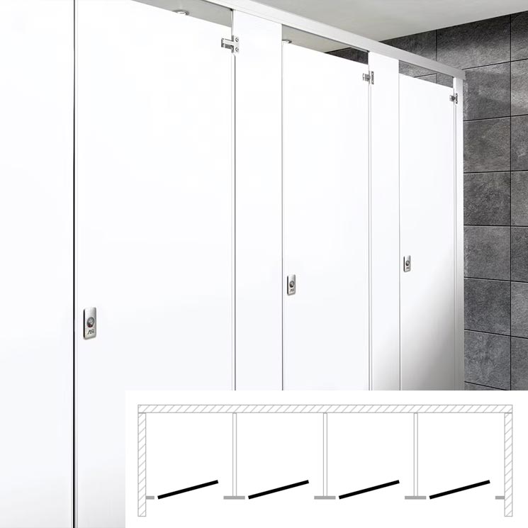 ASI Global Toilet Partitions (Metal) 4 Between Wall (144"W x 61 1/4"D) BW43660-Global
