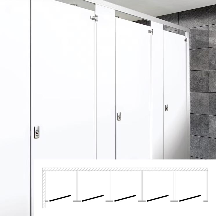 ASI Global Toilet Partition (Metal) 5 In Corner (180"W x 61 1/4"D) IC53660-Global