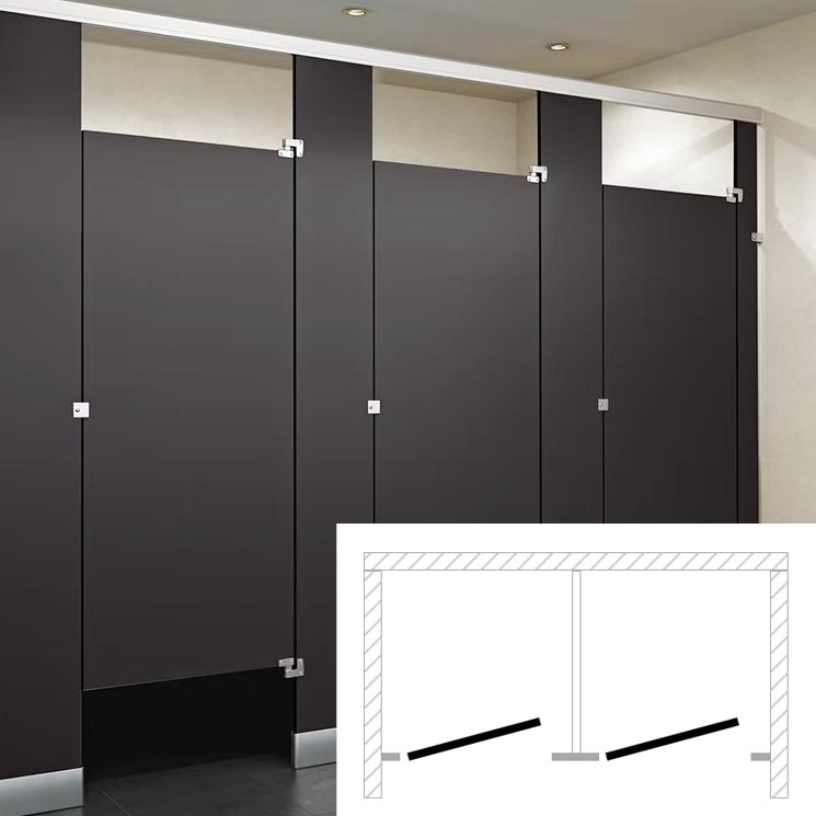 ASI Global Toilet Partition (Phenolic) 2 Between Wall (72"W x 61-1/4"D) BW23660