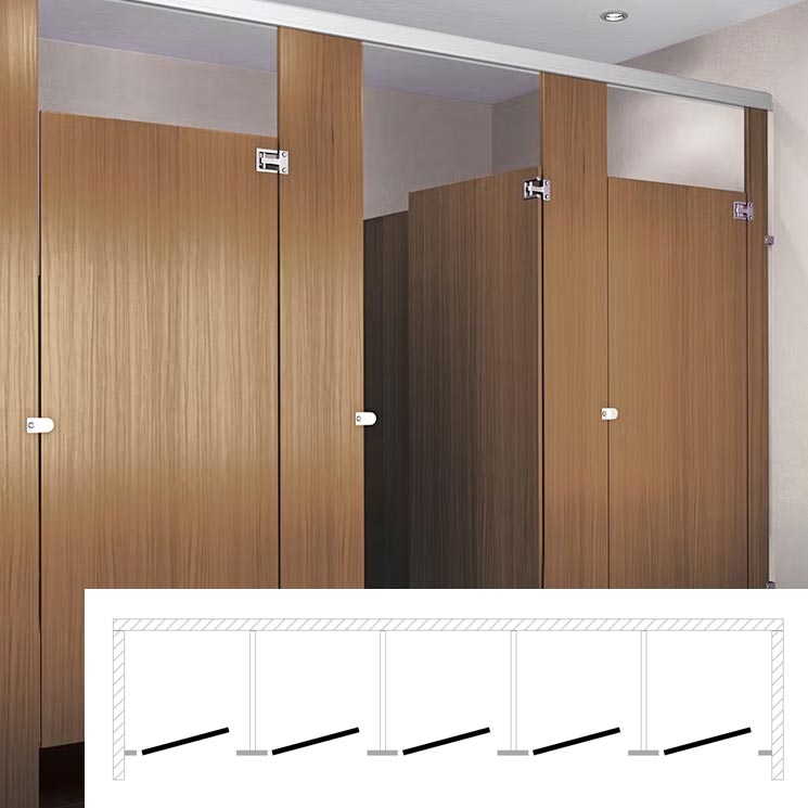 ASI Global Toilet Partition (Plastic Laminate) 5 Between Wall (180"W x 61-1/4"D) - BW53660