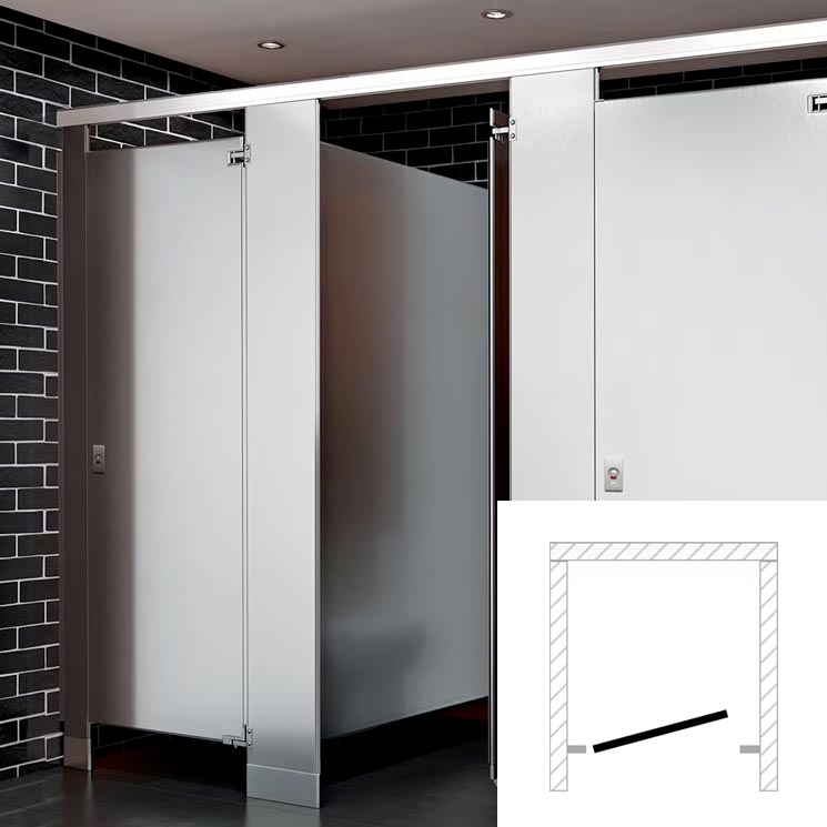ASI Global Toilet Partition, 1 Between Wall Compartment, Stainless Steel, 36"W x 61 1/4"D - BW13660-SS-Global