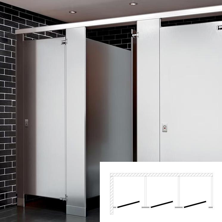 ASI Global Toilet Partition (Stainless Steel) 2 In Corner (72"W x 61 1/4"D) - IC23660-SS-Global