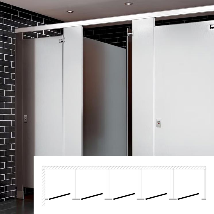 ASI Global Toilet Partition (Stainless Steel) 5 In Corner (180