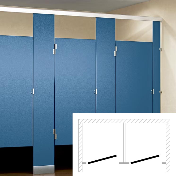 ASI Global Toilet Partition (Plastic) 2 Between Wall (72"W x 61-1/4"D) BW23660