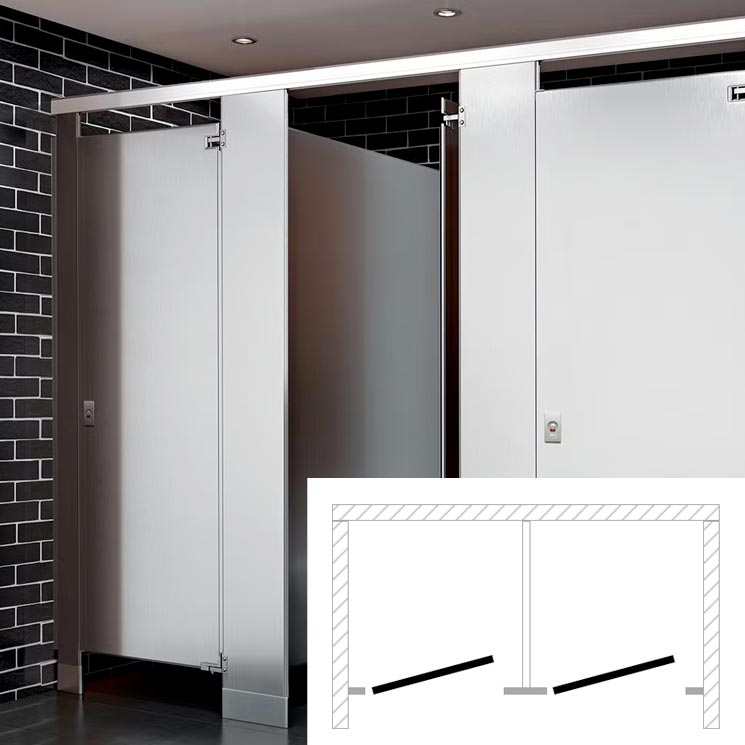 ASI Global Toilet Partition (Stainless Steel) 2 Between Wall (72