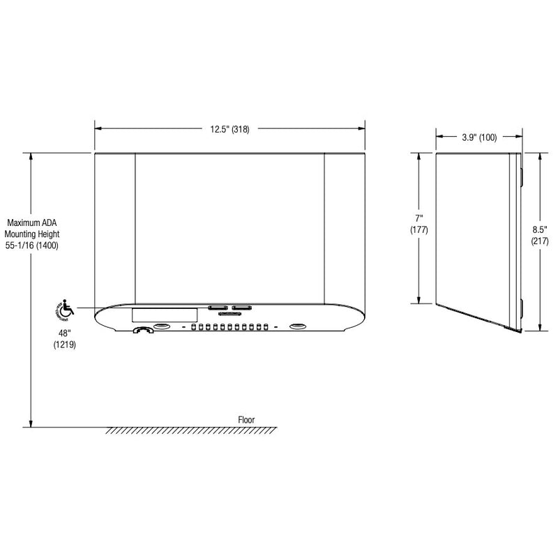 Bradley Elvari Series Hand Dryer - ADA High Speed Surface Mounted, 240V - 2B4-2114900