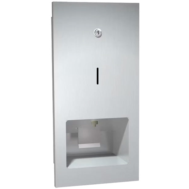 ASI 5002 Commercial Liquid Soap Dispenser, Recessed-Mounted, Manual-Push, Stainless Steel - 800 mL