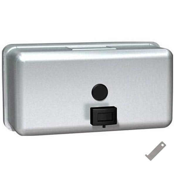 ASI 0345 Commercial Liquid Soap Dispenser, Surface-Mounted, Manual-Push, Stainless Steel - 40 Oz