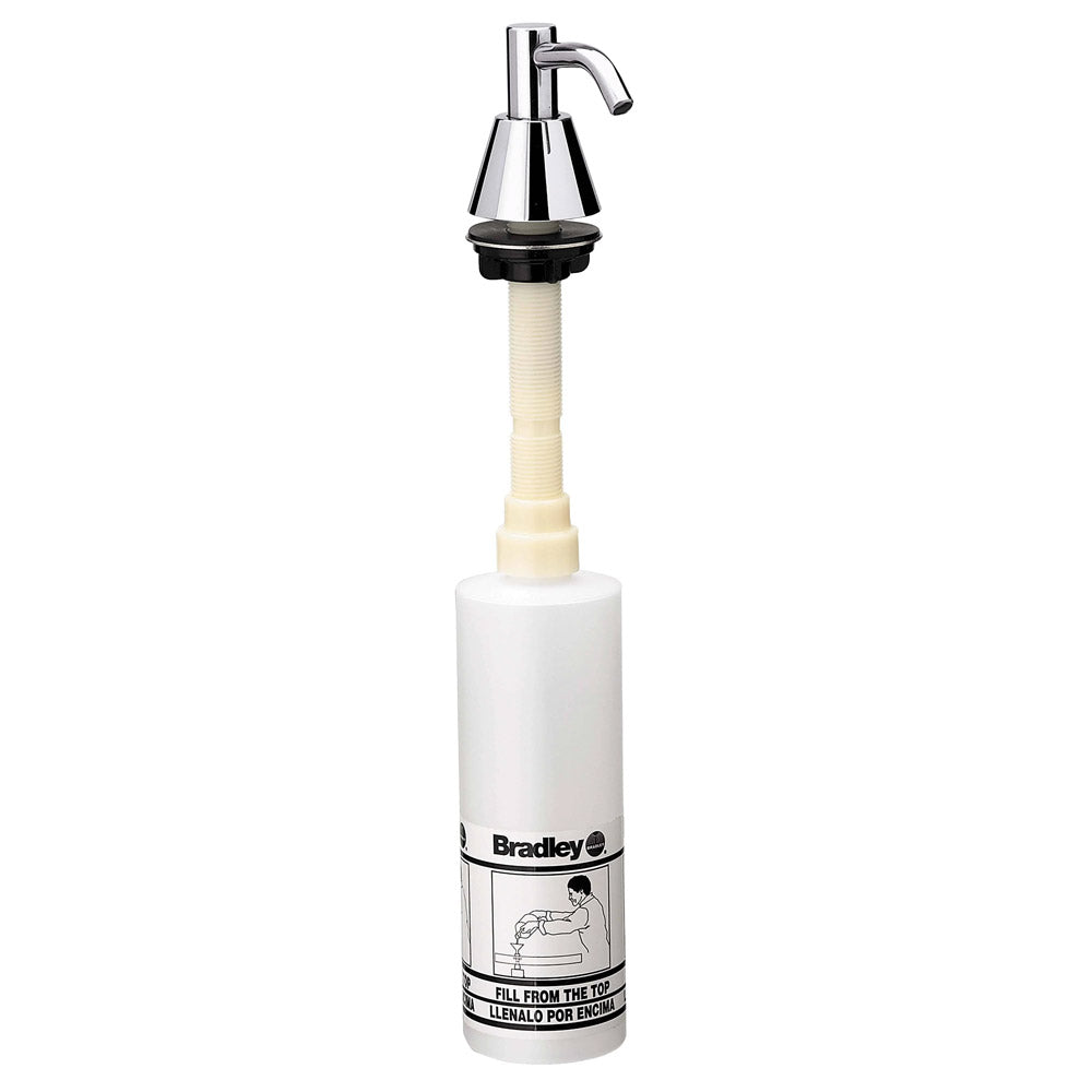 Bradley 6322-68 Commercial Liquid Soap Dispenser, Countertop Mounted, Manual-Push, Stainless Steel - 2.5" Spout, 32 oz