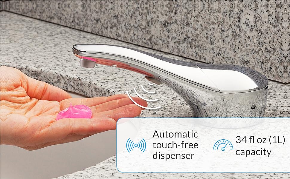Bobrick B-824 Commercial (Liquid) Soap Dispenser, Countertop Mounted, Touch-Free, Plastic - 6.75" Spout Length