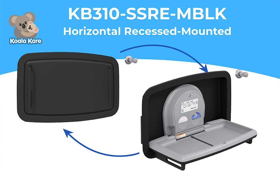 Koala Kare KB310-SSRE-MBLK Horizontal Recessed SS BCS Matte Black Baby Changer